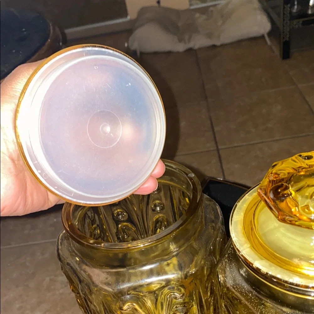 Vintage Amber Glass Canister Set 9”